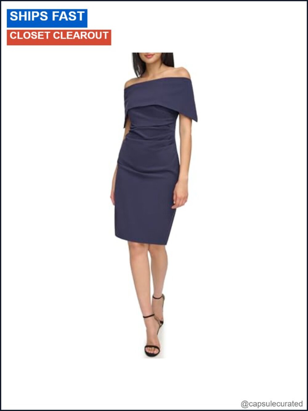Off Shoulder Ruched Sleeveless Cocktail Midi Dress Formal Party